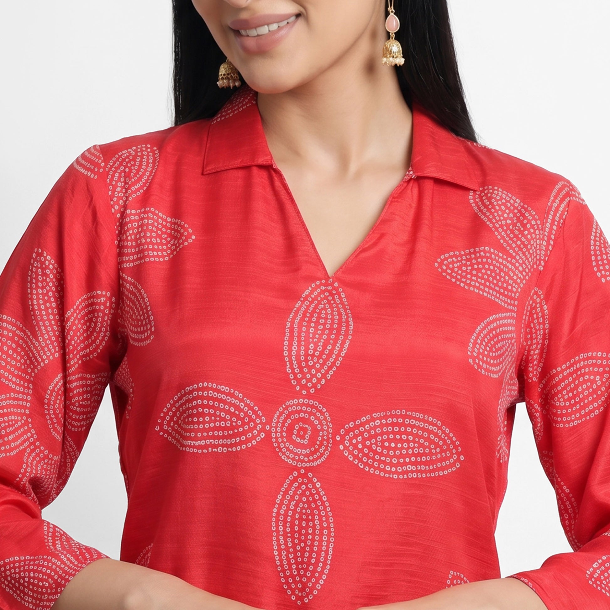 Printed Shirt Collar Kurta