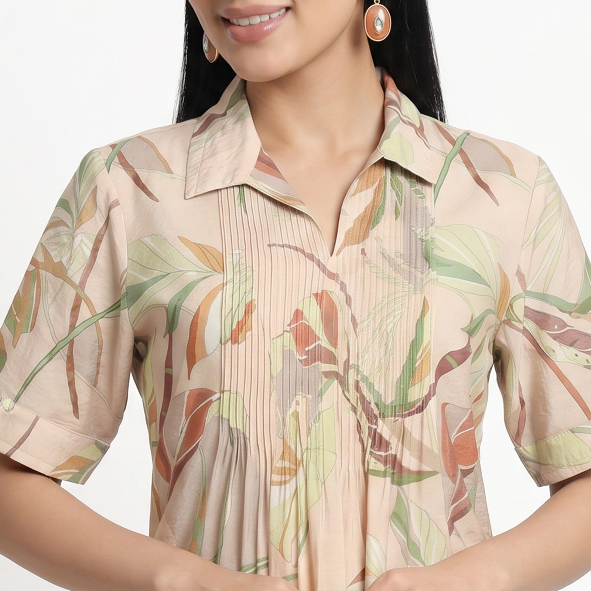 Printed Shirt Collar Kurta