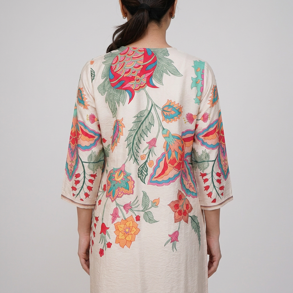 Printed V-Neck Straight Kurta