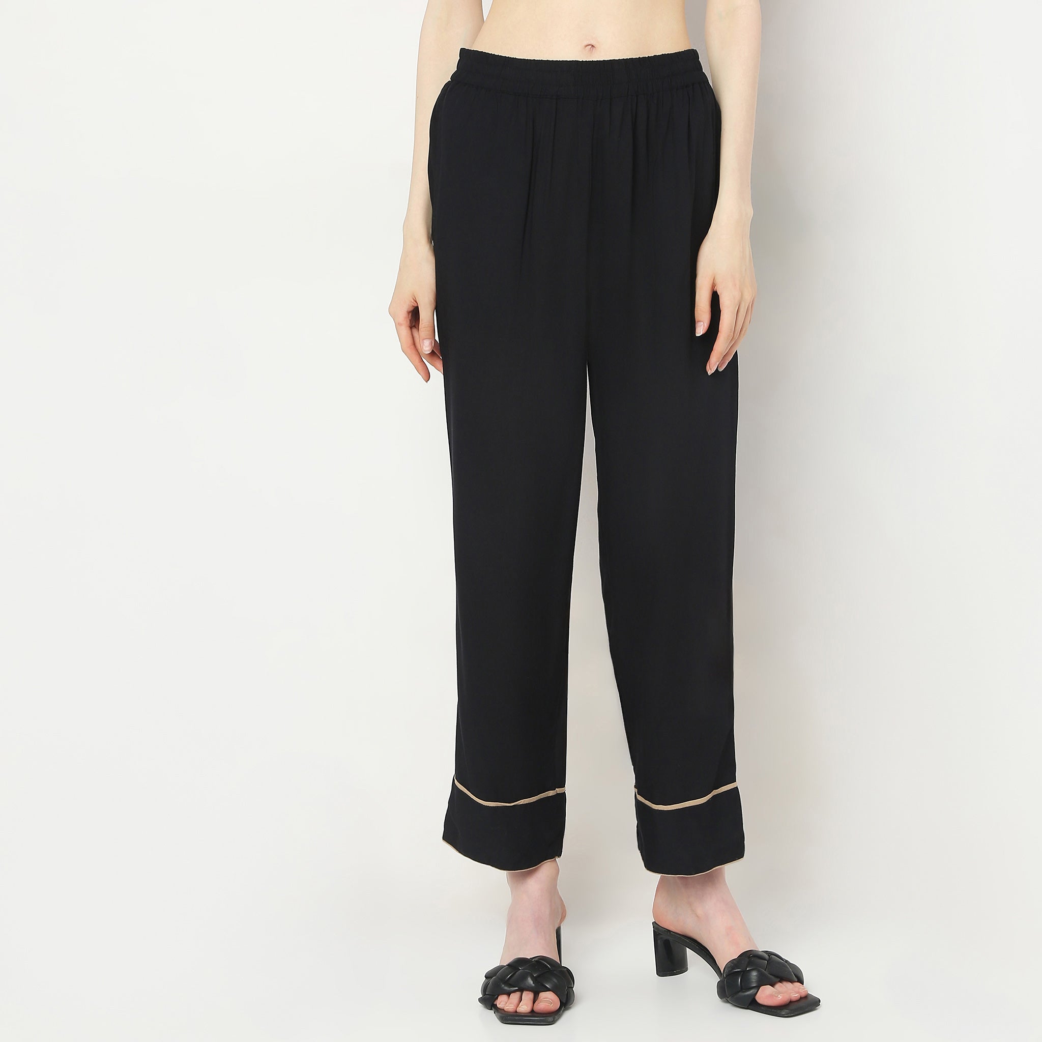 Straight Fit Mid Rise Pants