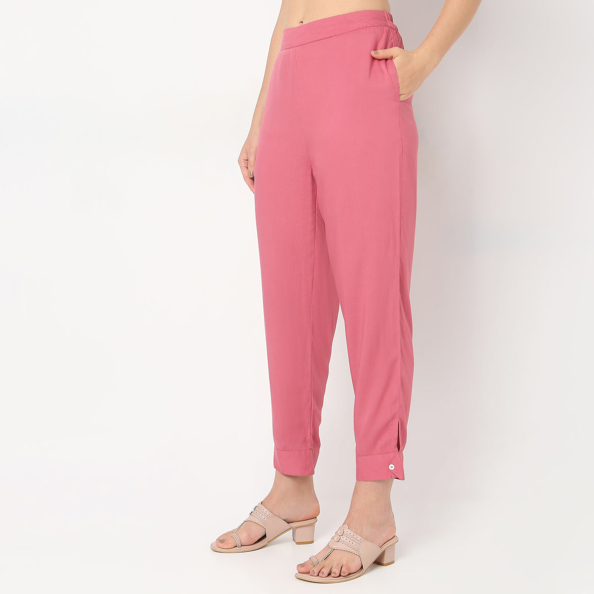 Straight Fit Mid Rise Pants