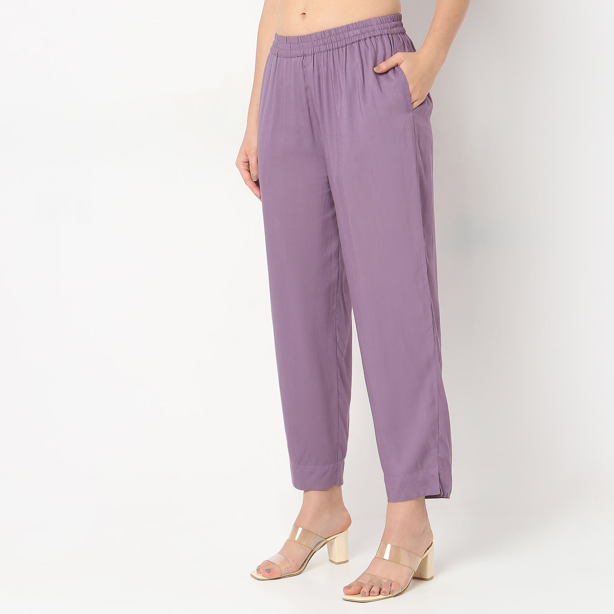 Straight Fit Mid Rise Pants