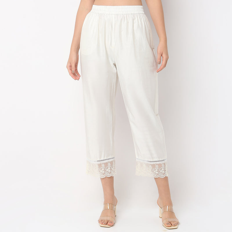 Straight Fit Mid Rise Pants