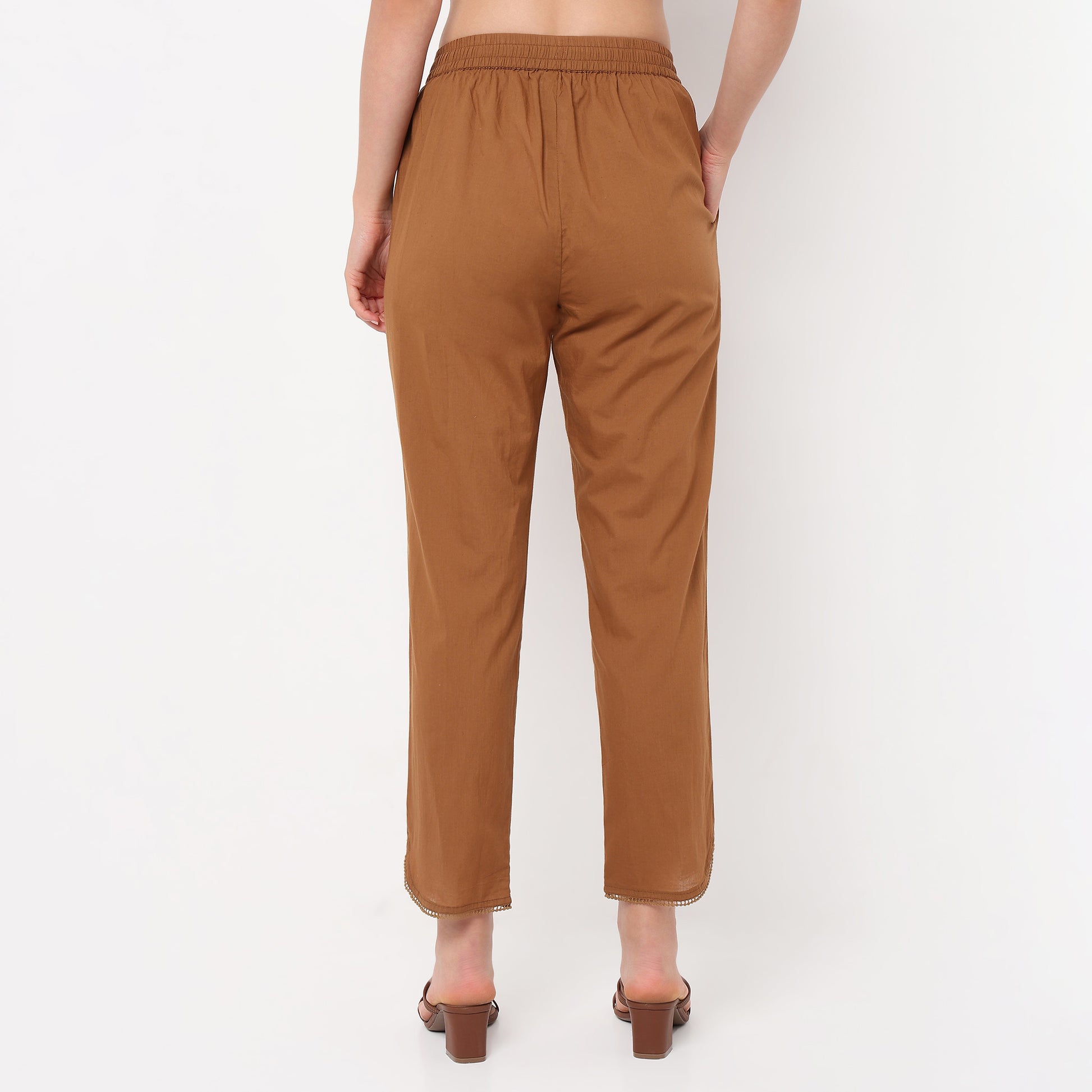 Ankle Length Straight Fit Woven Ethnic Pants 
