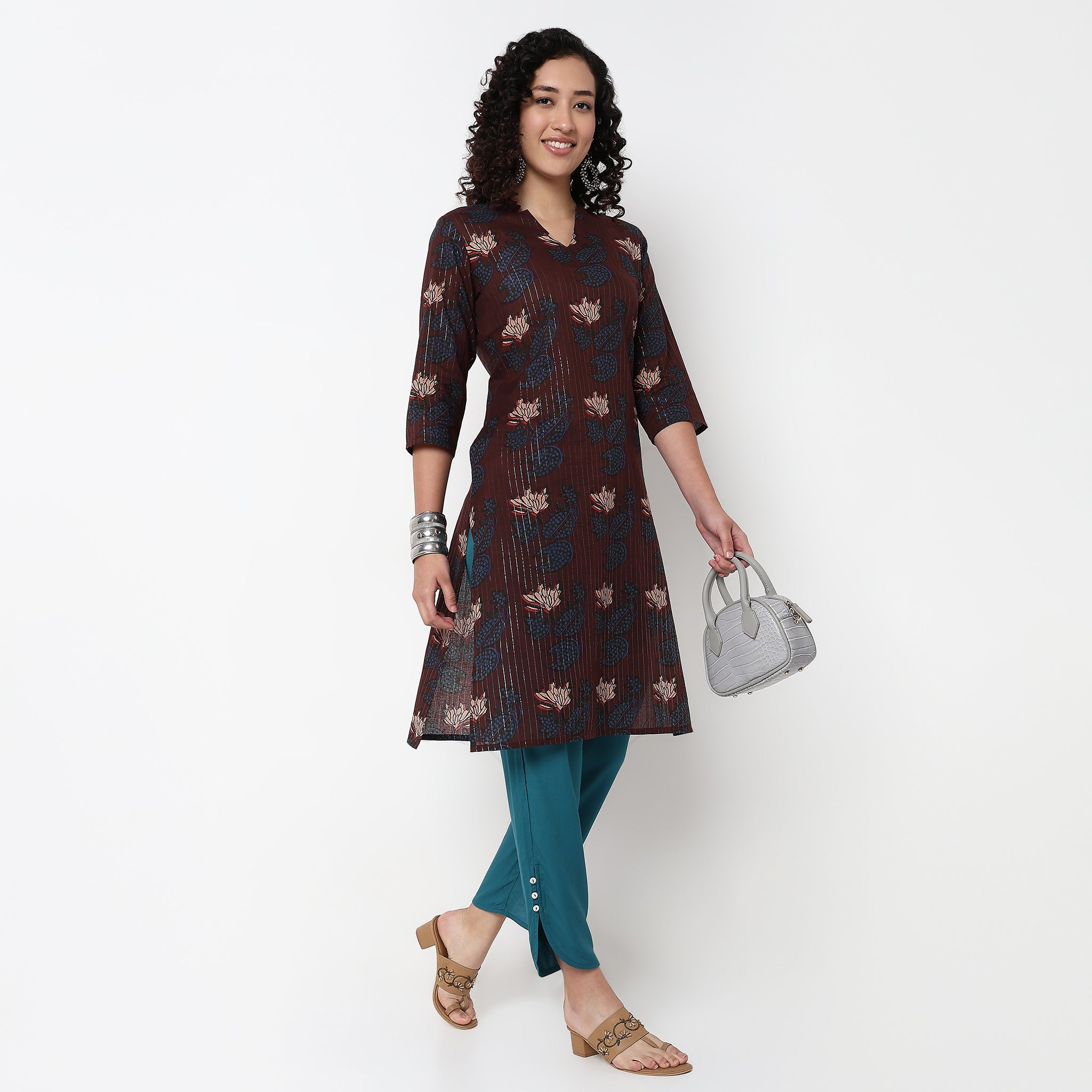 Woven Ankle Length Straight Pants