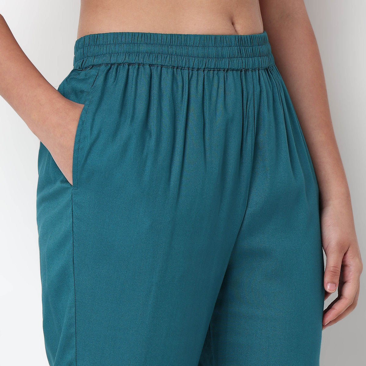 Woven Ankle Length Straight Pants