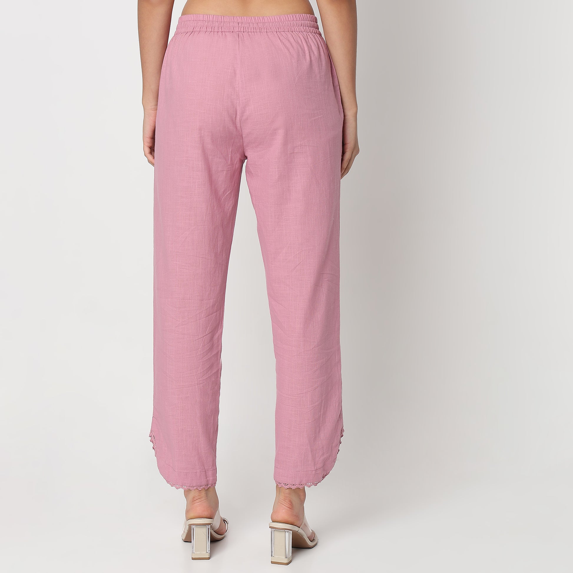 Ankle Length Straight Fit Knitted Ethnic Pants 