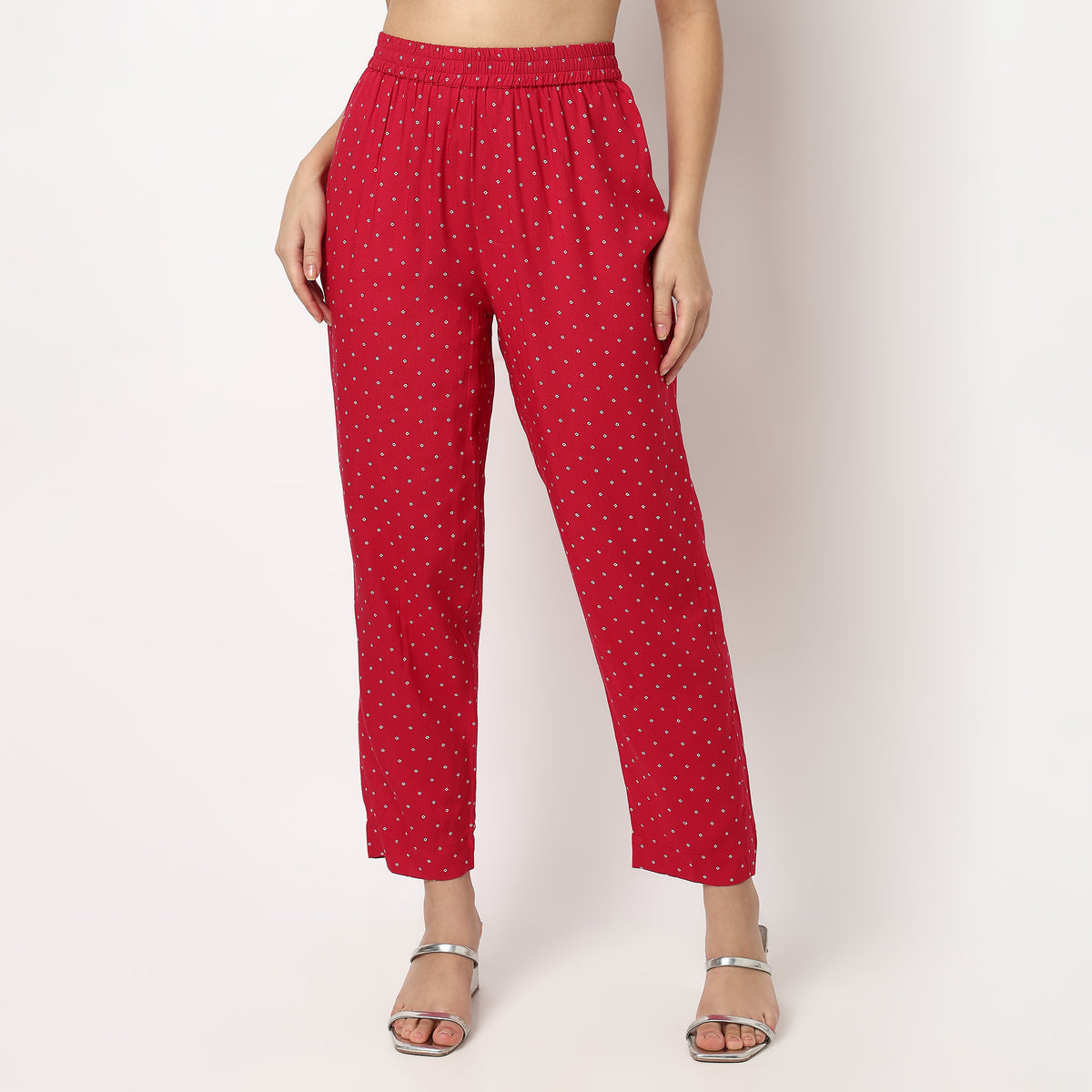 Buy Women Straight Fit Printed Ankle Length Mid Rise Pants  - Style Union