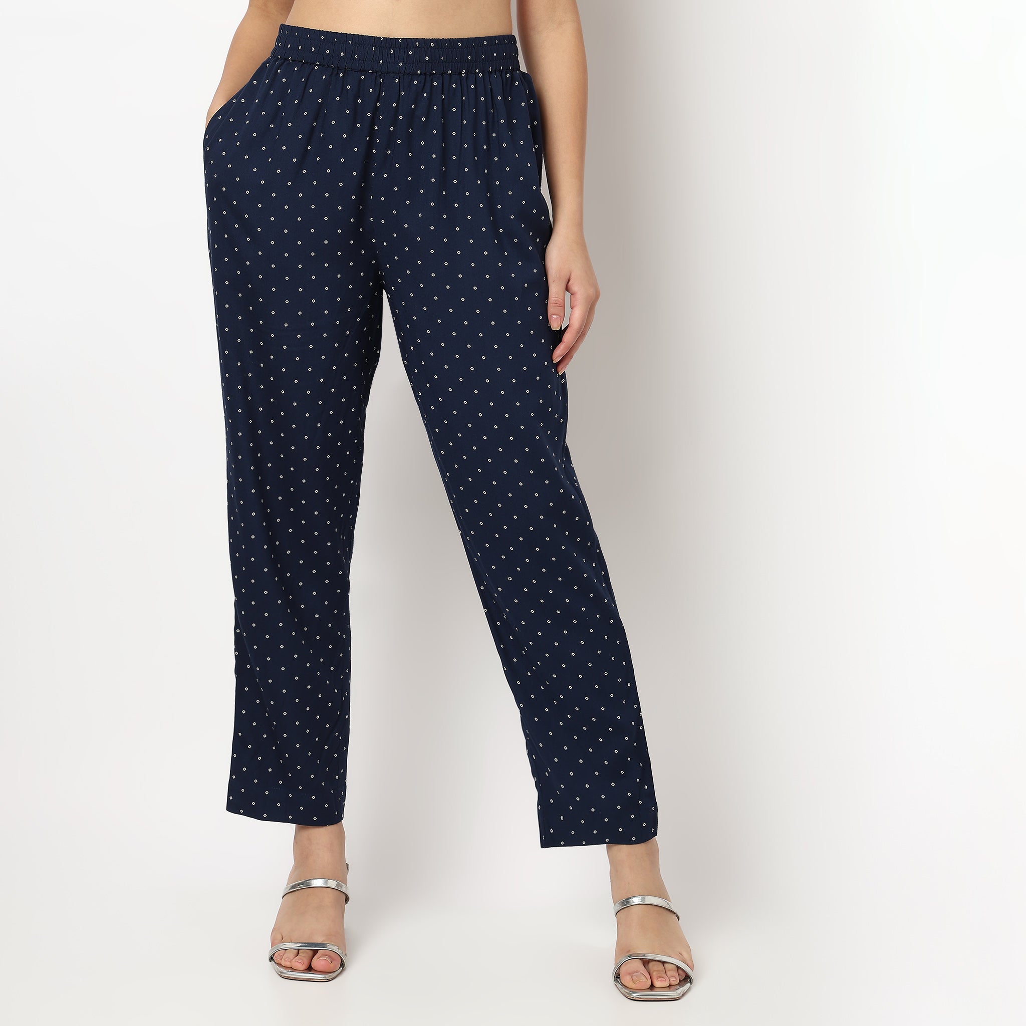 Buy Women Straight Fit Printed Ankle Length Mid Rise Pants  - Style Union