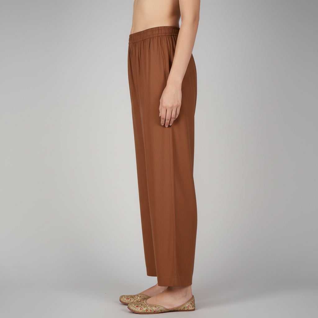 Solid A-Line Straight Fit Pants