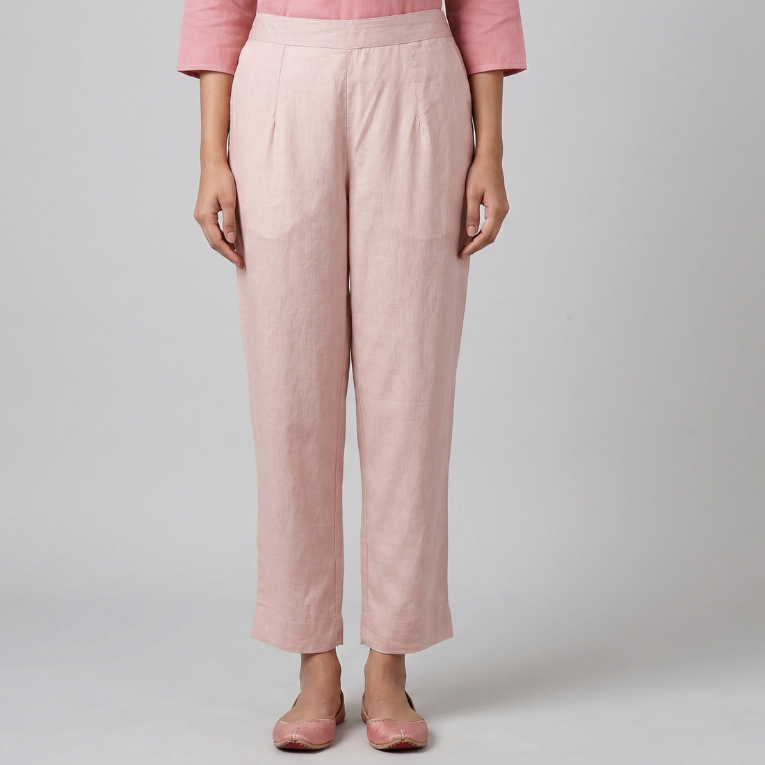 Solid Straight Mid Rise Pants