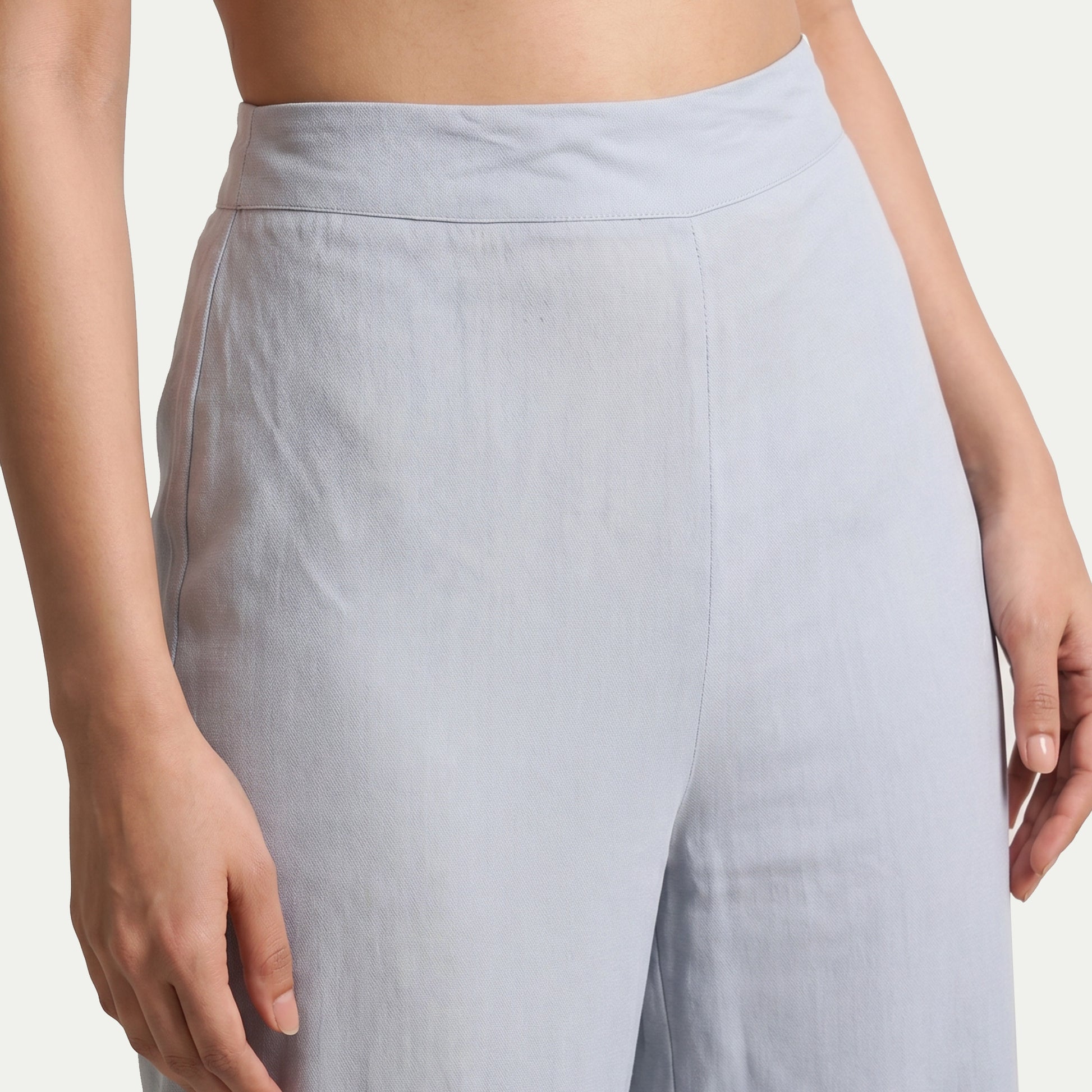 Solid Straight Mid Rise Pants