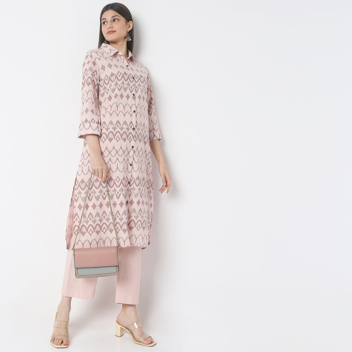 Flare Fit Solid Kurta with Pant Set