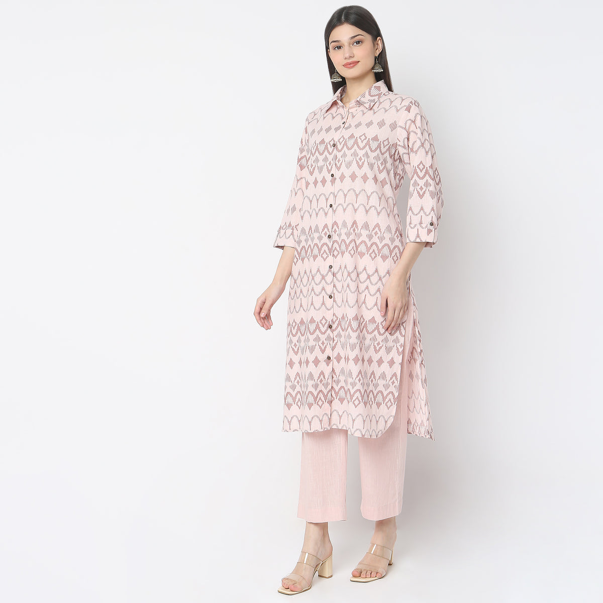 Flare Fit Solid Kurta with Pant Set