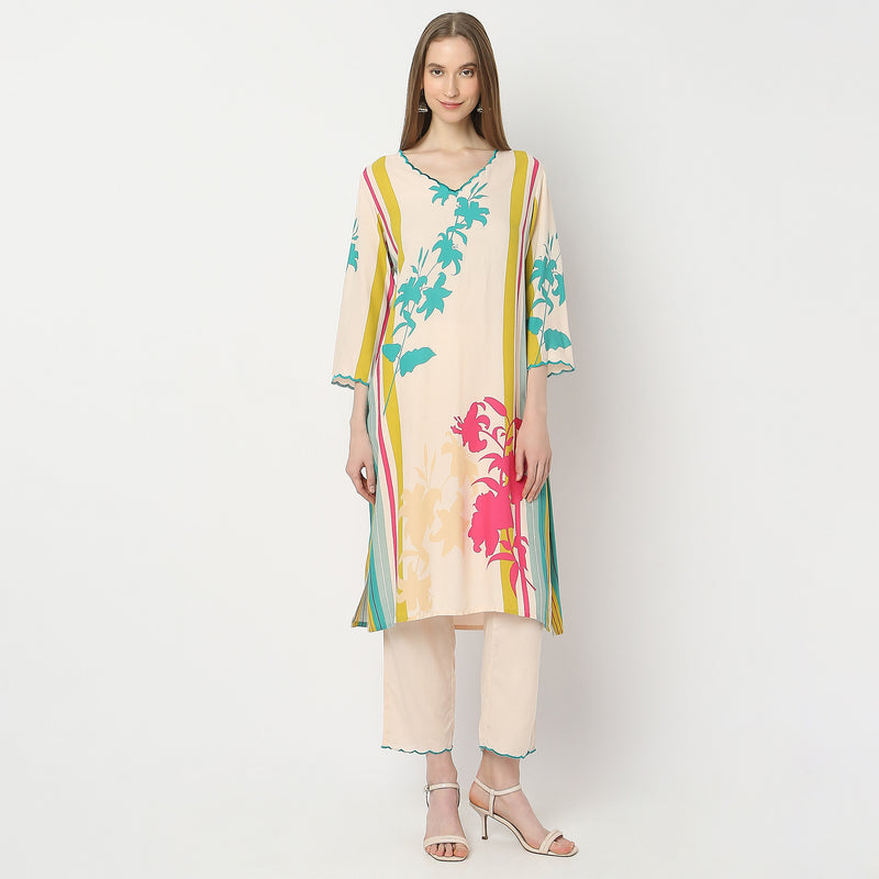 Straight Fit Printed Kurta and Pant with Dupatta Set