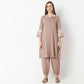 Regular Fit Embroidered Shirt Collar Kurta with Pant Set