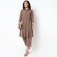 Flare Fit Box Inwared Pleat A-Line Kurta with Pant Set