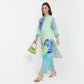 Straight Fit Printed Below Knee Band Collar Kurta with Pant Set