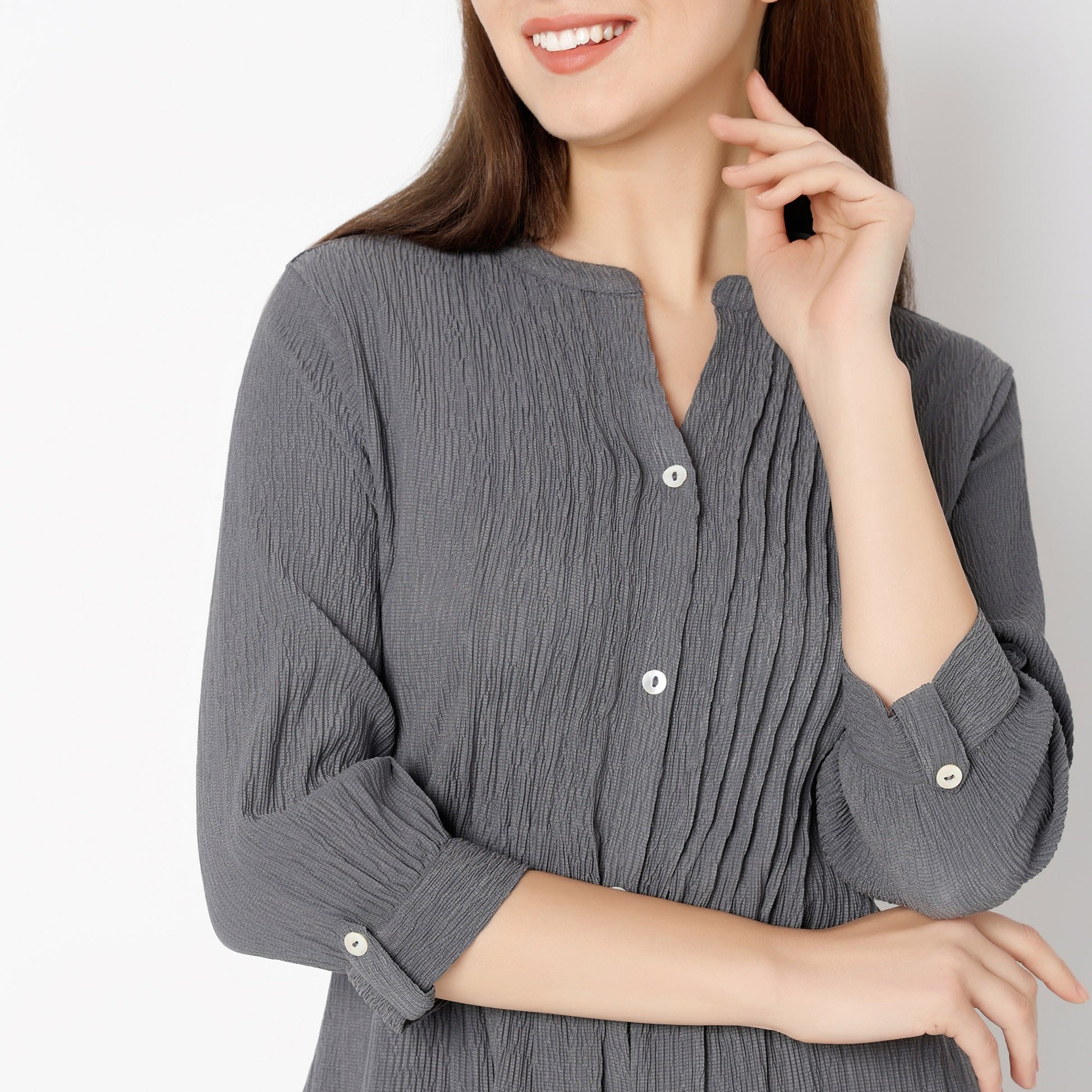 Flare Fit Solid Band Collar Kurta with Pant Set