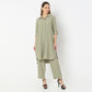 Straight Fit Collar Coordinated Code Kurta with Pant Set