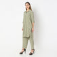 Straight Fit Collar Coordinated Code Kurta with Pant Set