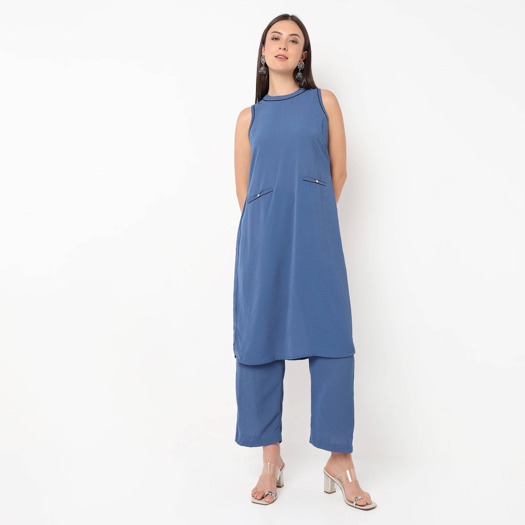 Straight Fit Solid Workwear Kurta with Pant Set