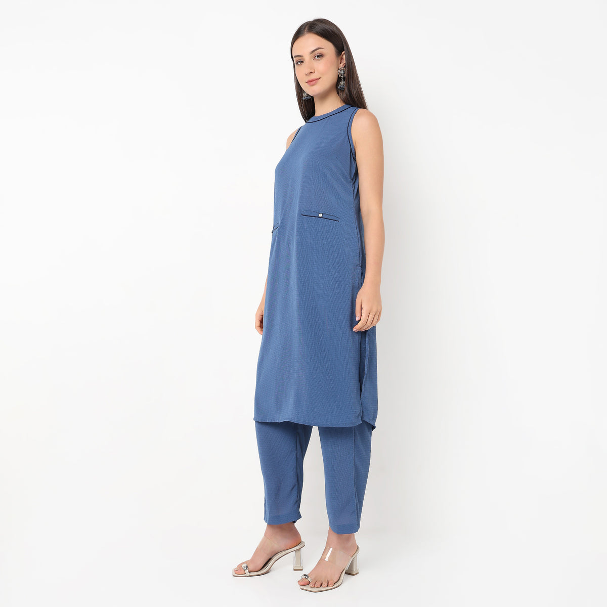 Straight Fit Solid Workwear Kurta with Pant Set