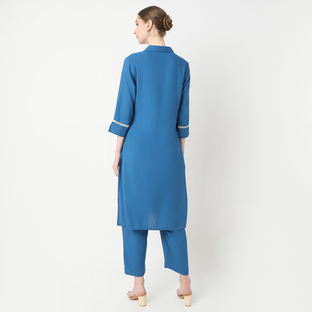 Straight Fit Embroidered Kurta with Pant Set