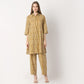 Straight Fit Printed Shirt Collar Kurta with Pant Set