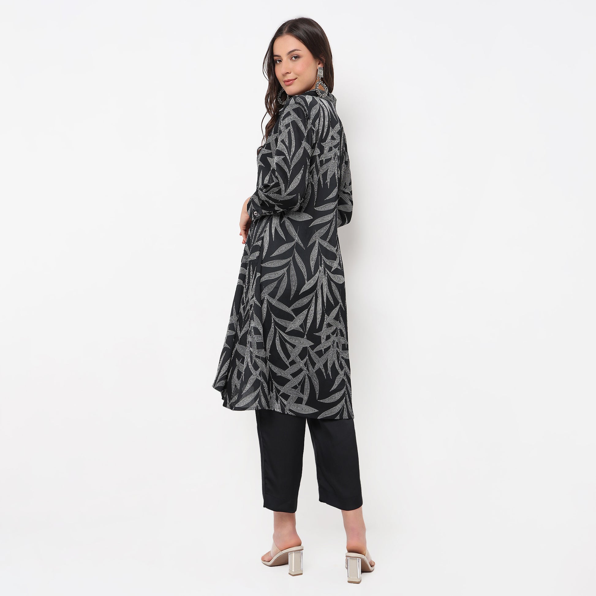 Printed Shirt Collar Kurta Set