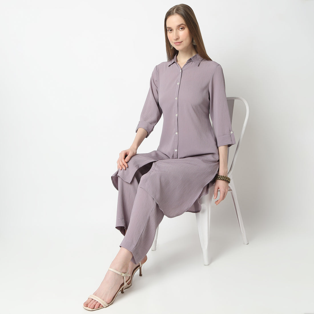 Straight Fit Solid Kurta with Pant Set