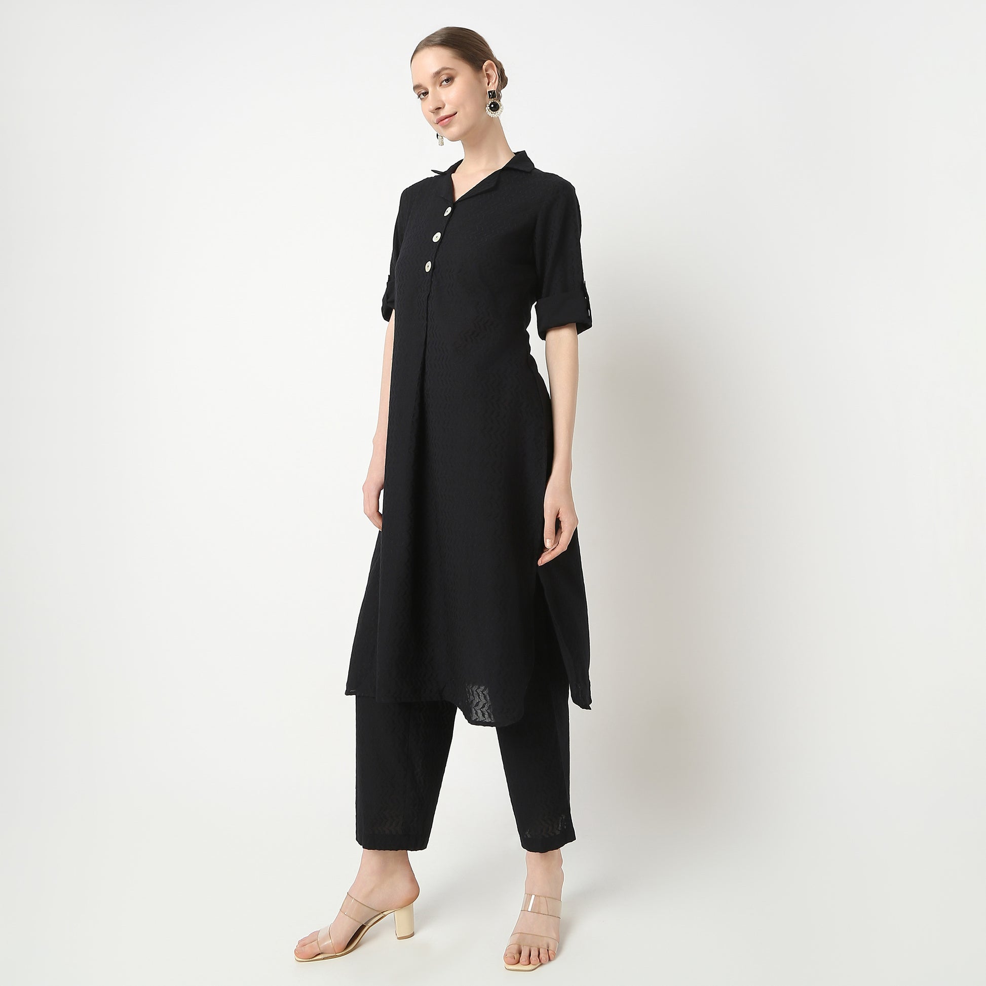 Straight Fit Solid Kurta with Pant Set