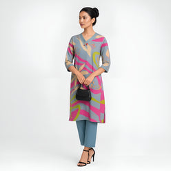 V-Neck Cotton Kurta and Pant Set