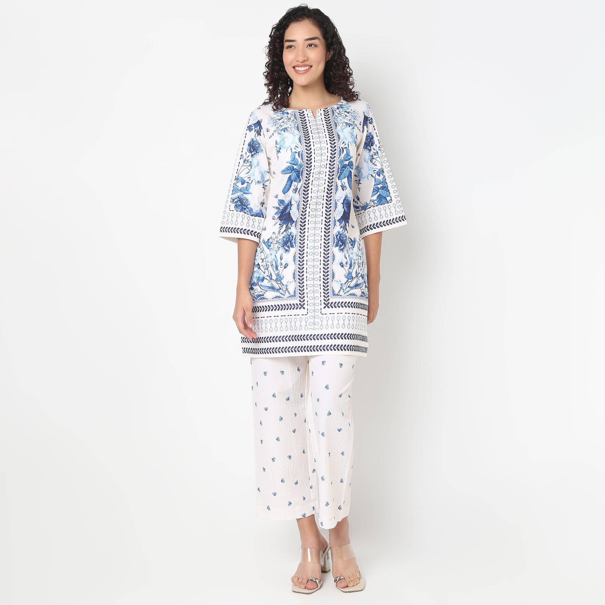 Printed Straight Kurta With Pant Set