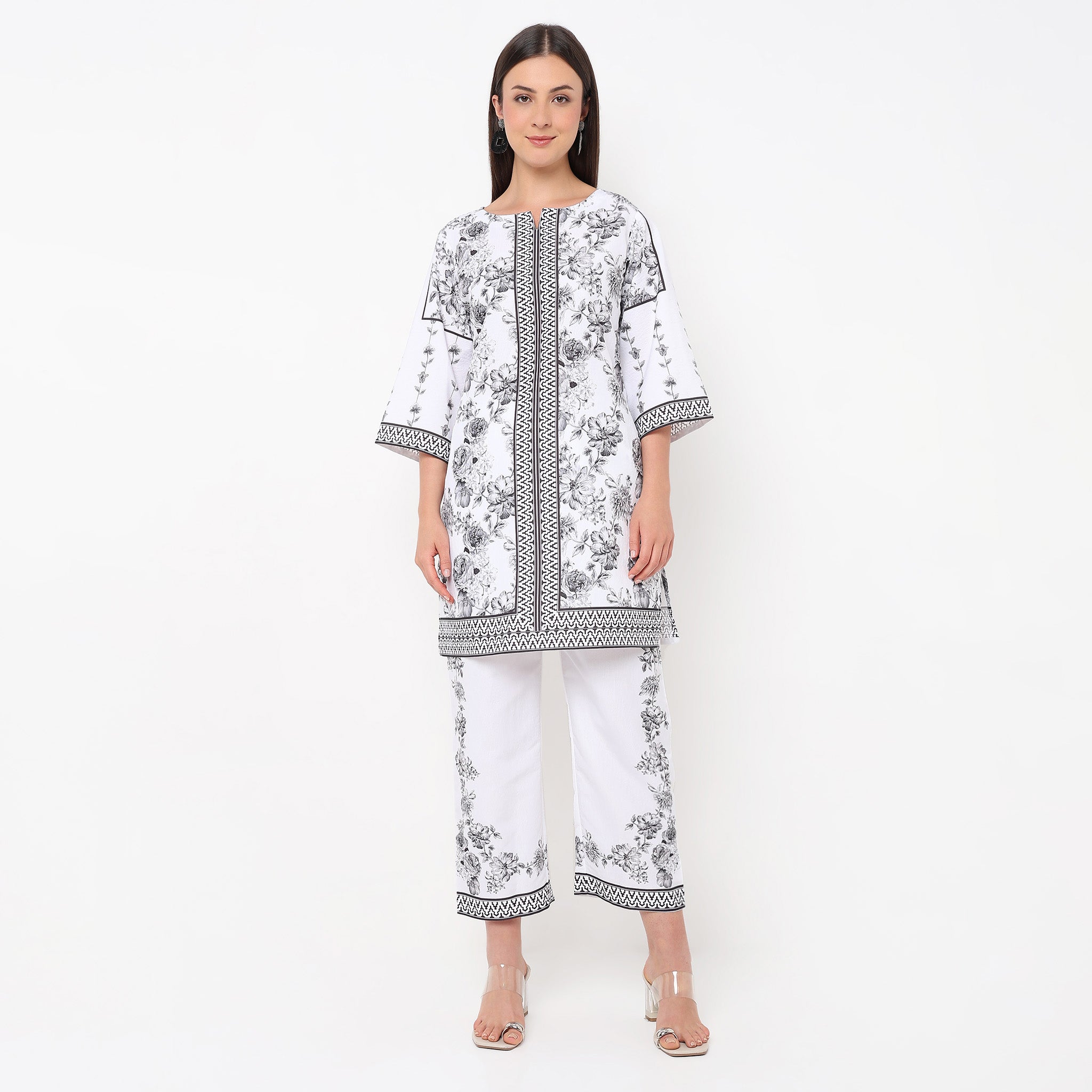 Digital Printed Round Neck Kurta Set