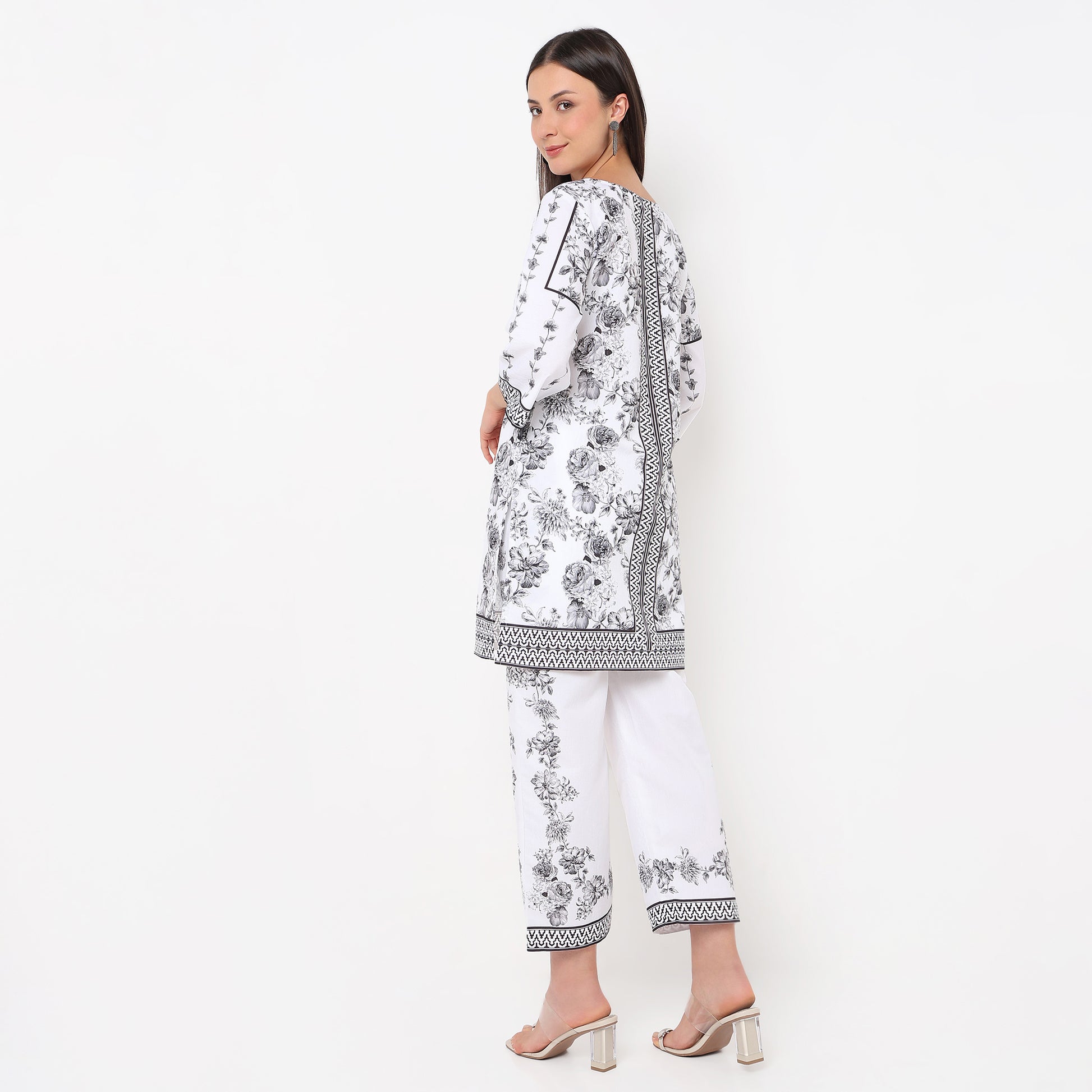 Digital Printed Round Neck Kurta Set