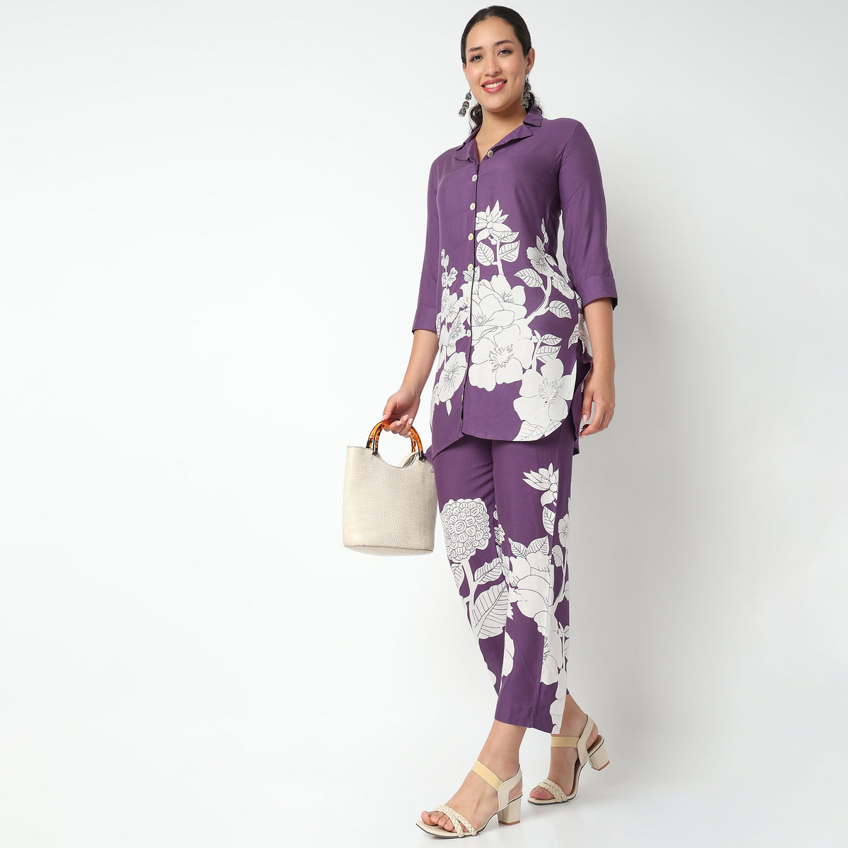 Printed Full Placket Kurta and Pant Cord set