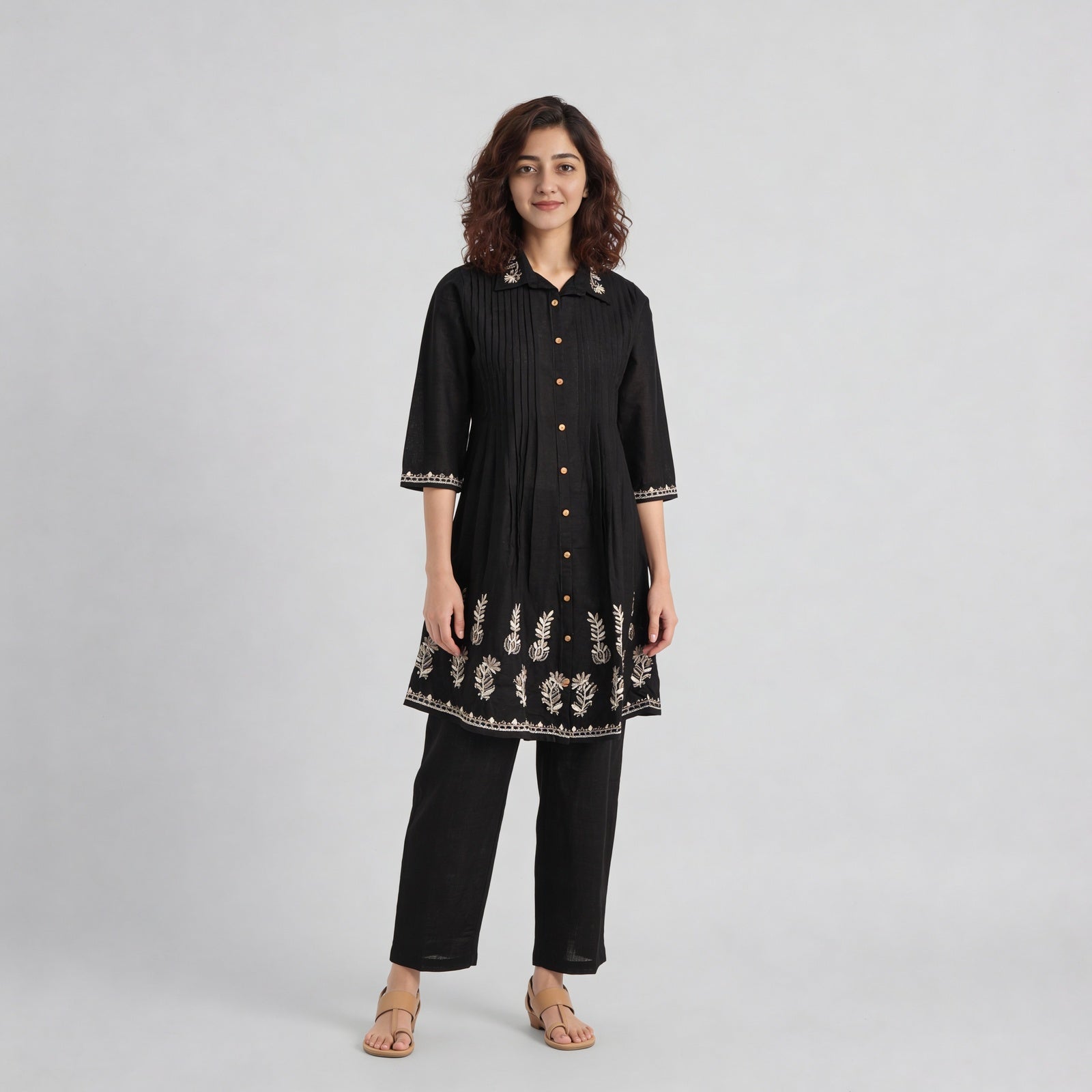 Cotton Printed A Line Kurta with Pant Set