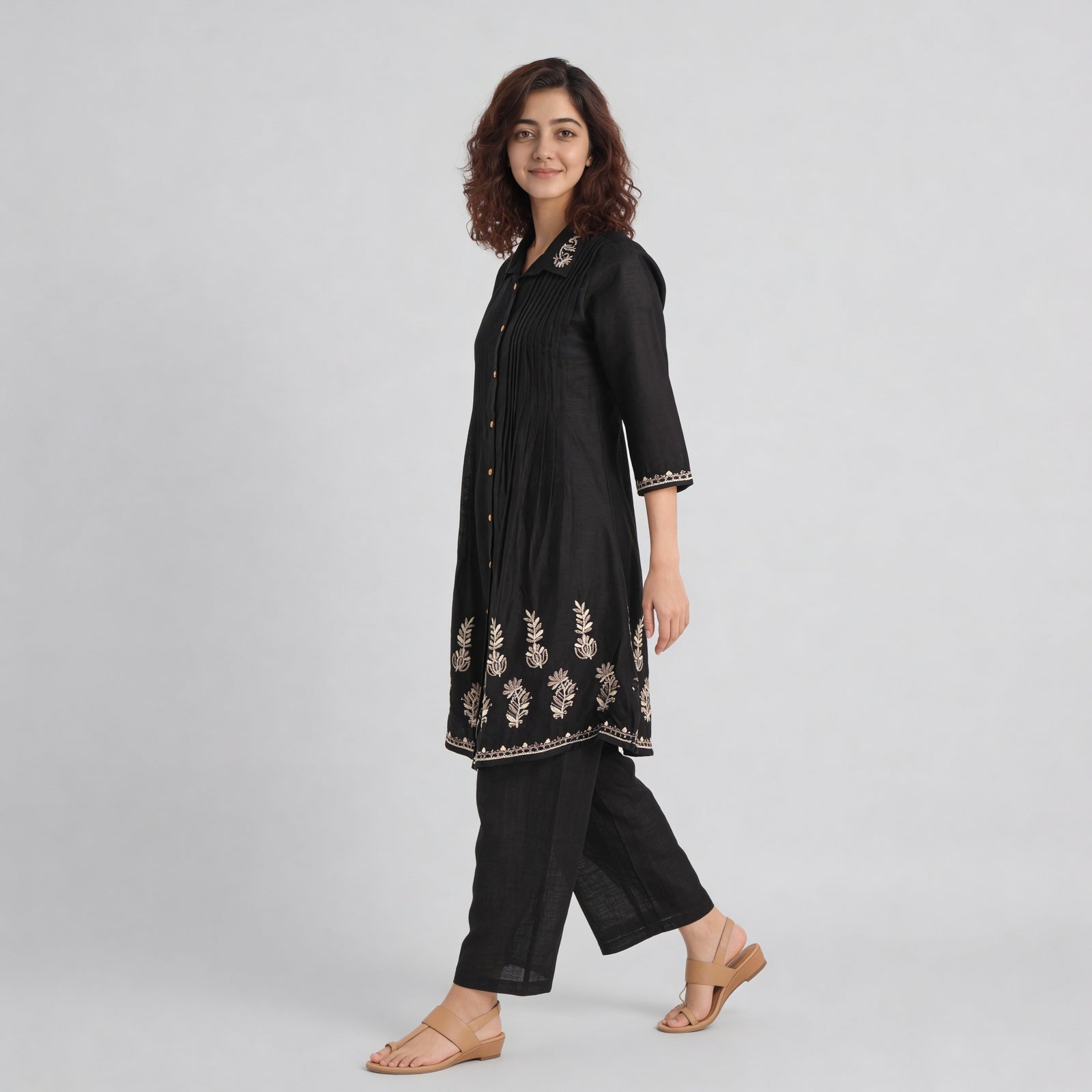 Cotton Printed A Line Kurta with Pant Set