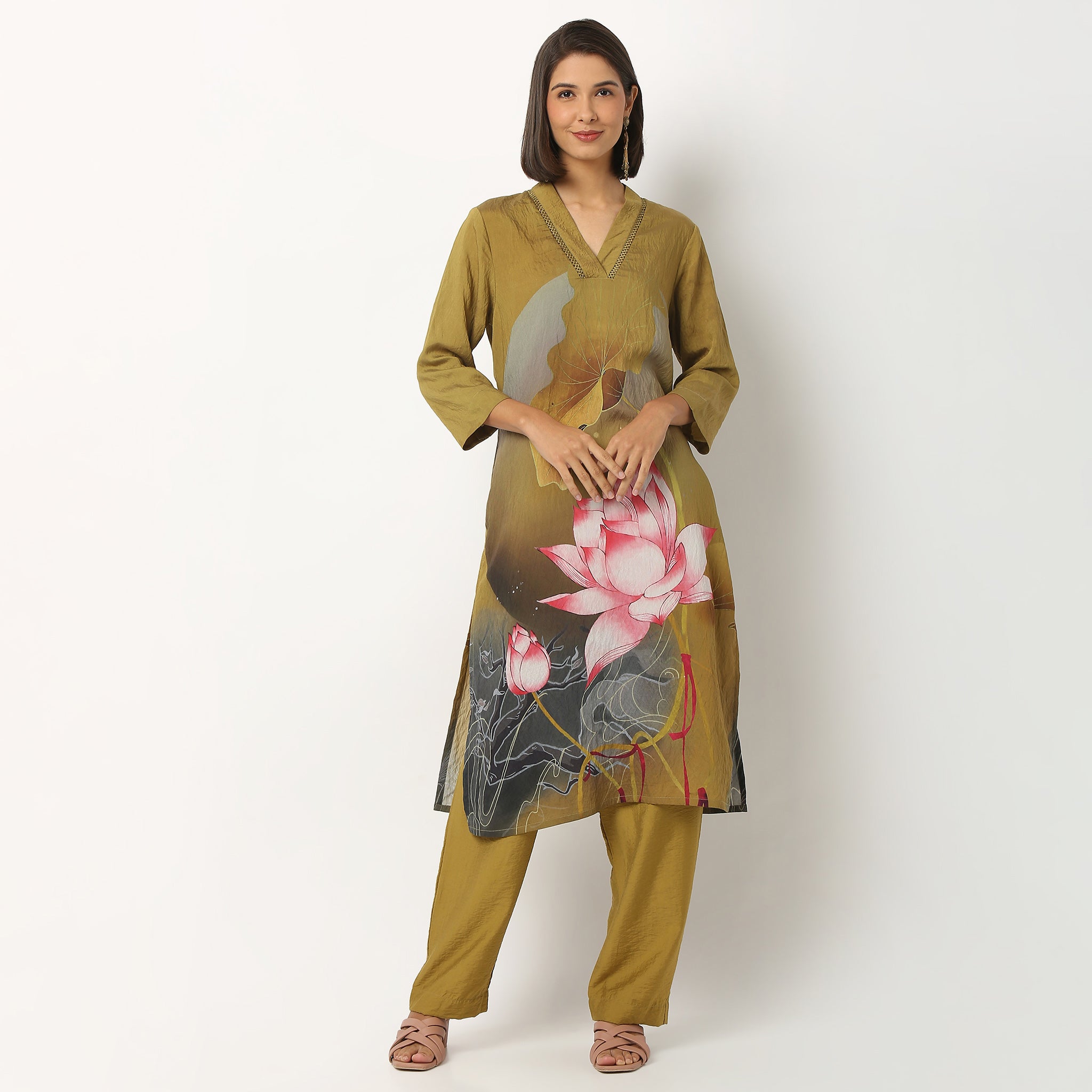 Viscose Nylon Printed Kurta Pant Set