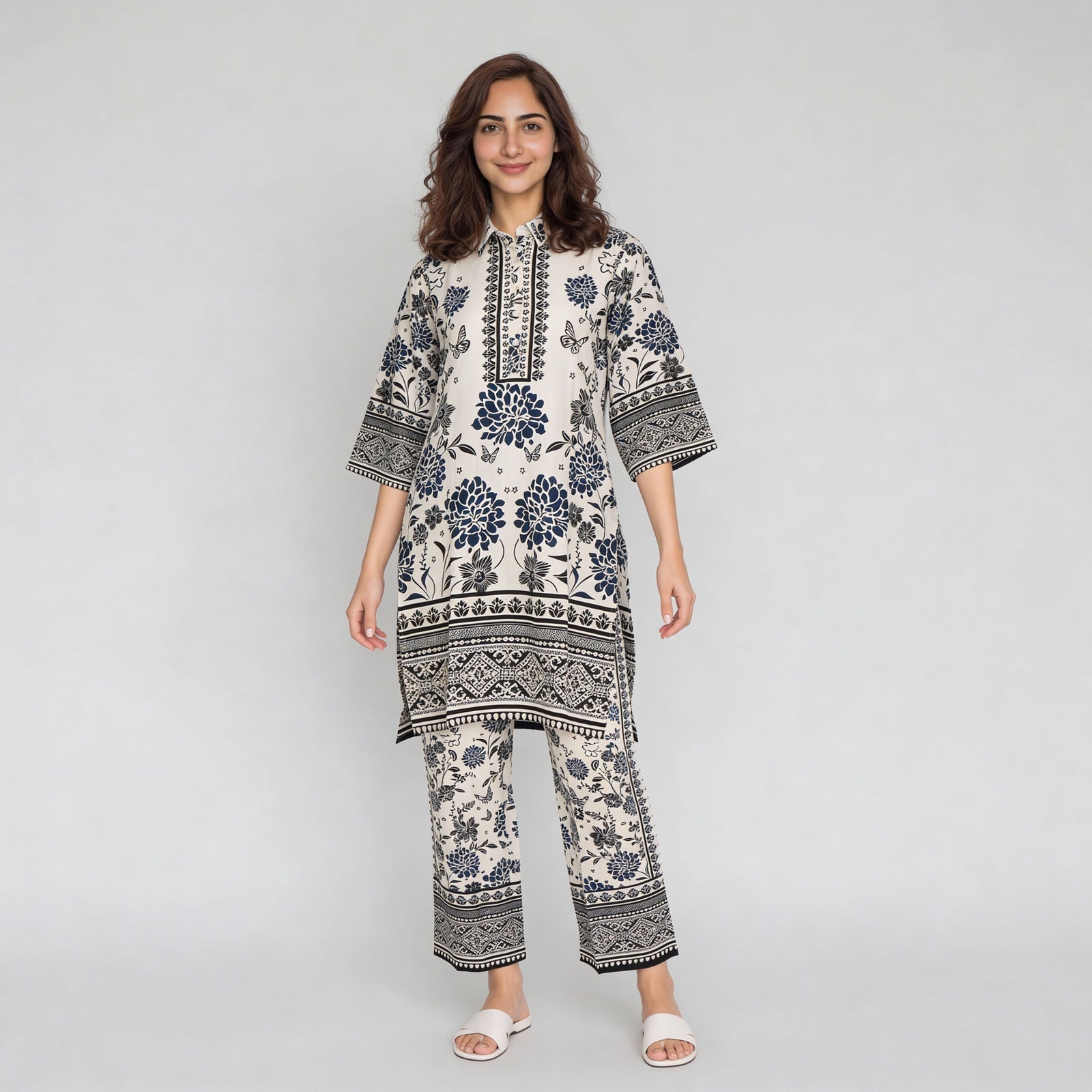 Printed Straight Kurta with Pant Set