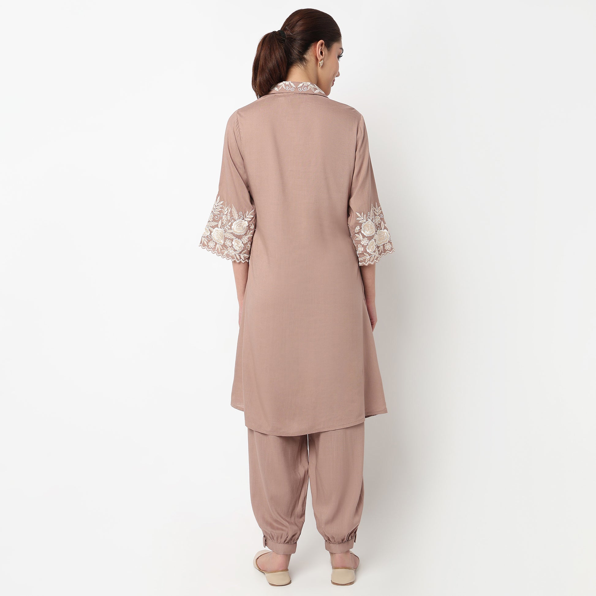 Embroidered Collar Kurta with Pant Set