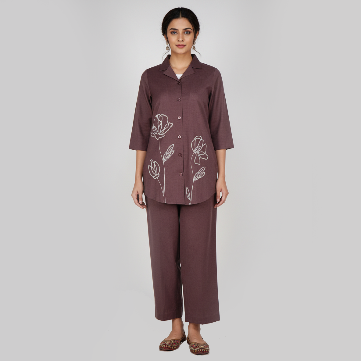 Embroidered Straight Kurta with Pant Set