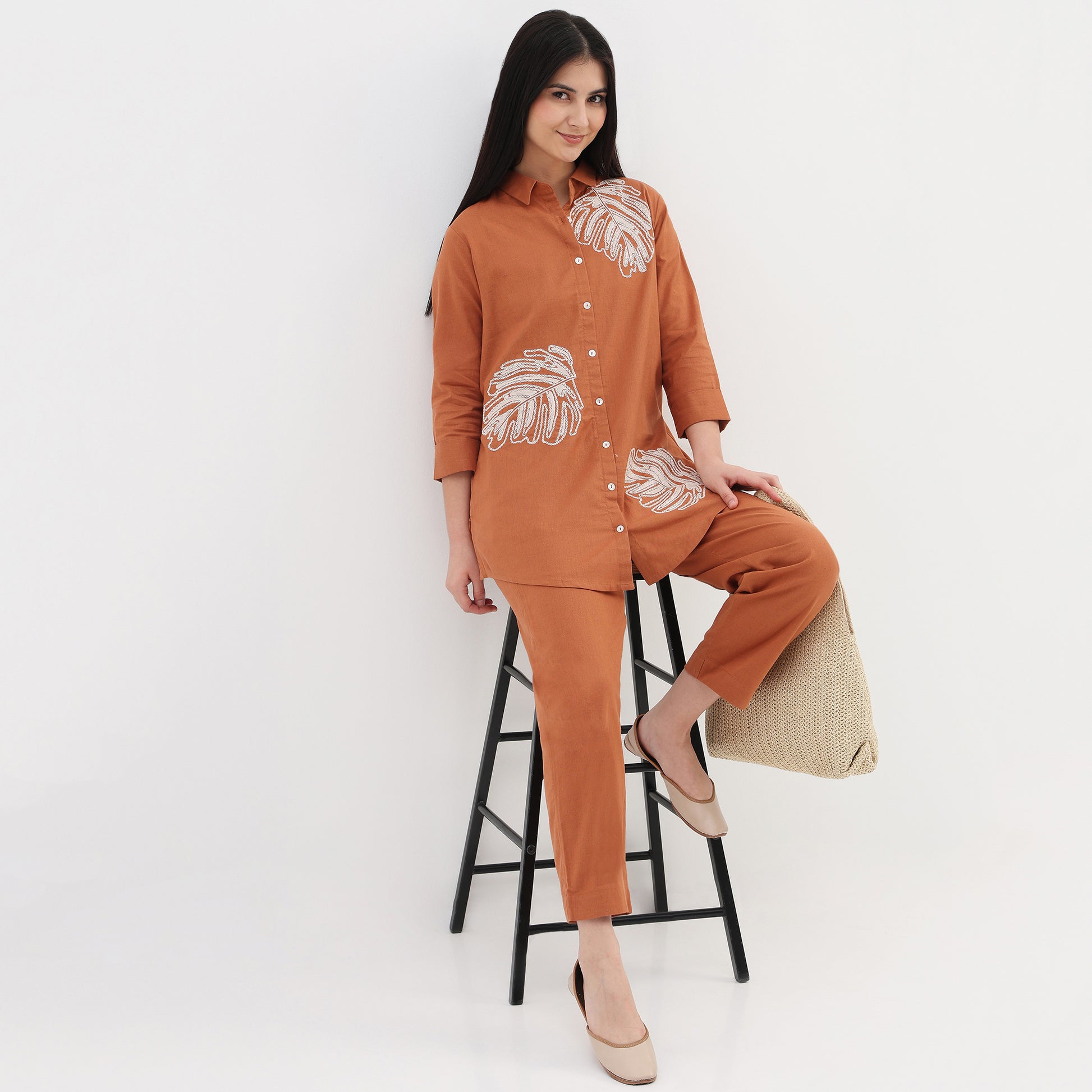Embroidered Straight Kurta with Pant Set