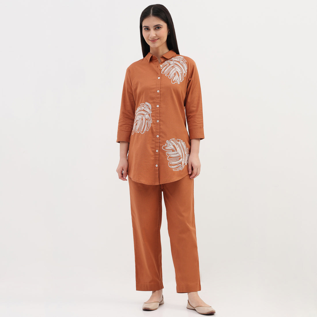 Embroidered Straight Kurta with Pant Set