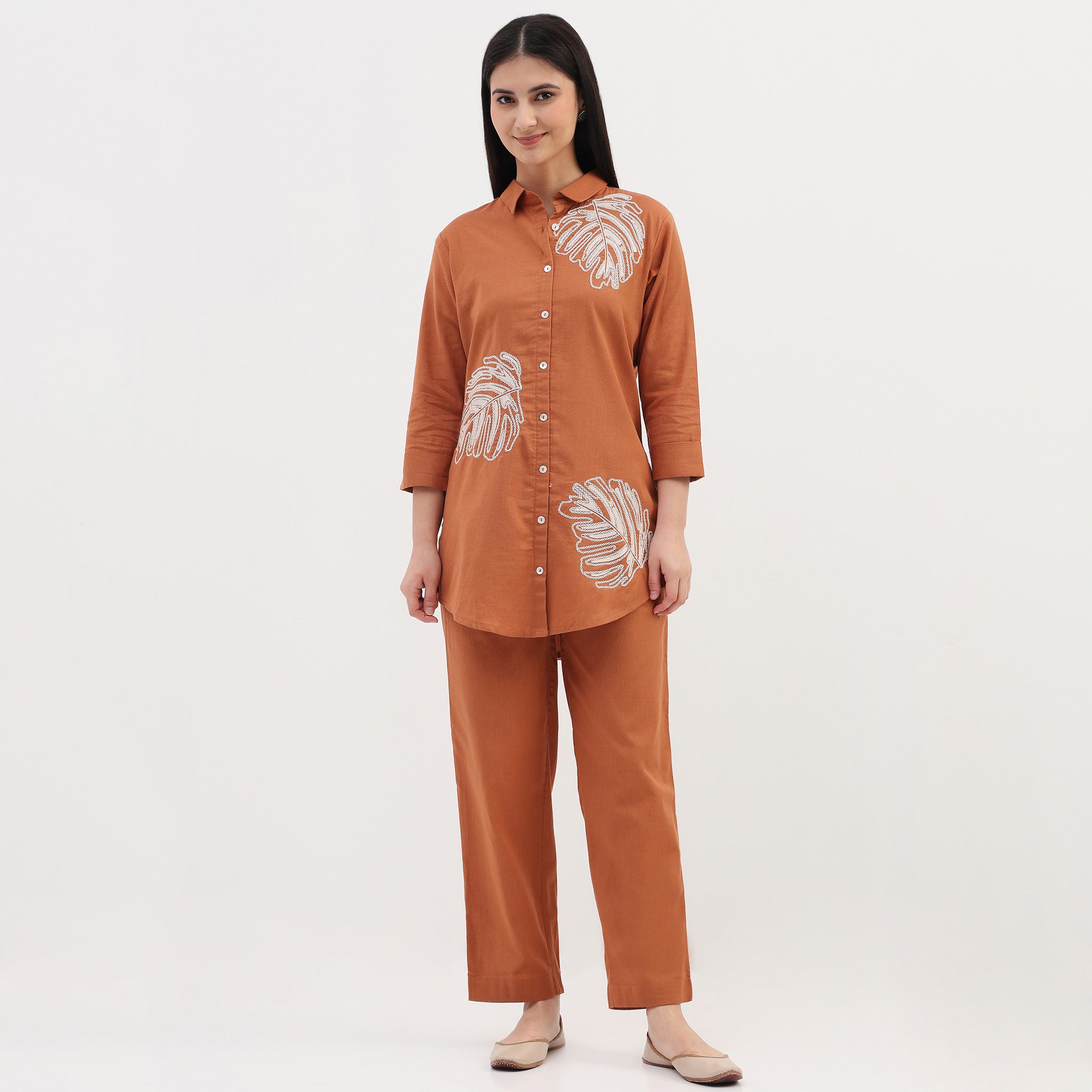 Embroidered Straight Kurta with Pant Set