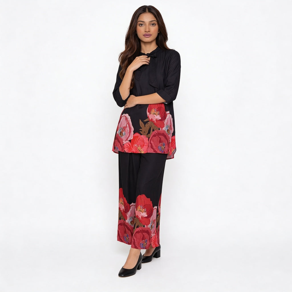 Printed Tie-Up Kurta with Pant Set