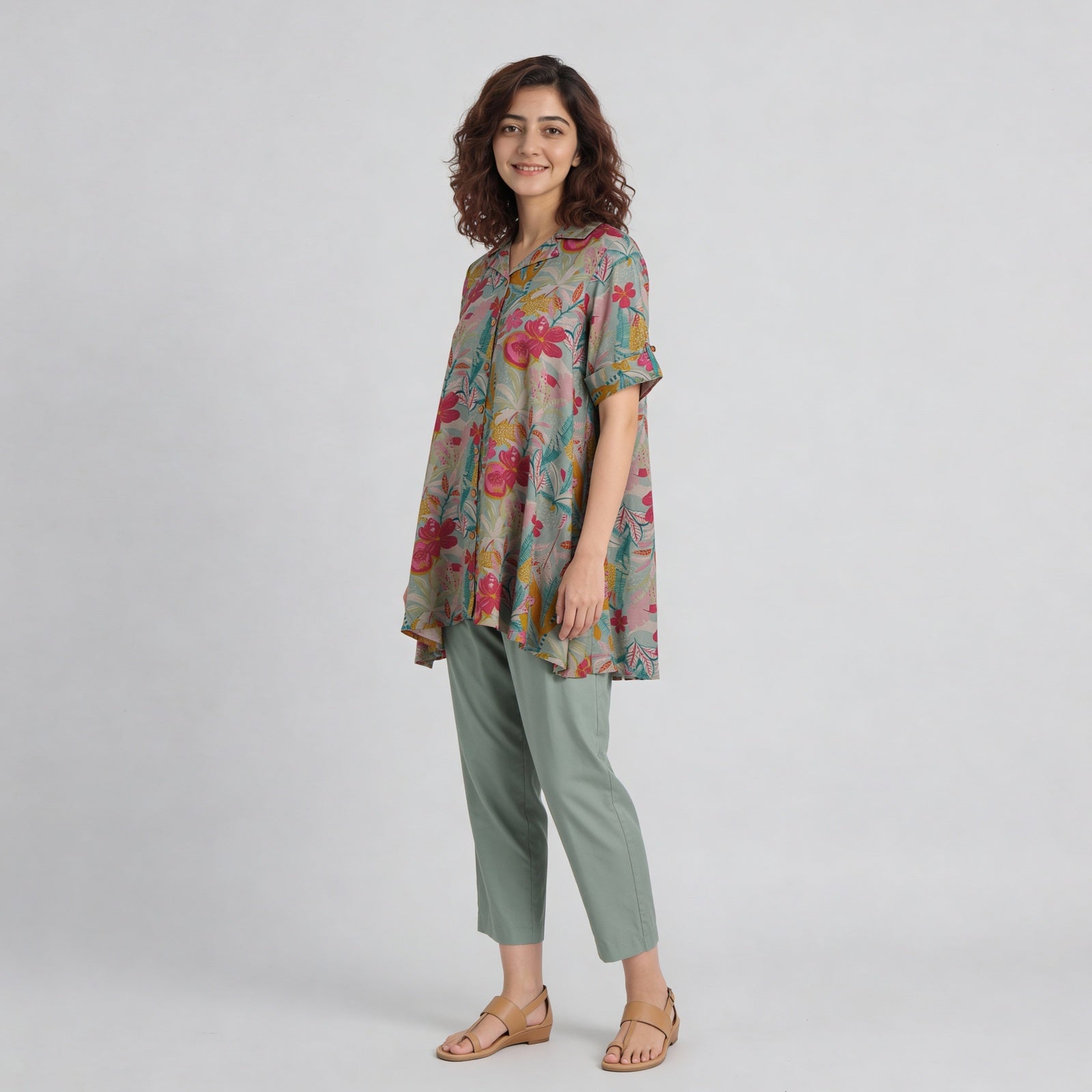 Printed Flared Kurta with Pant Set