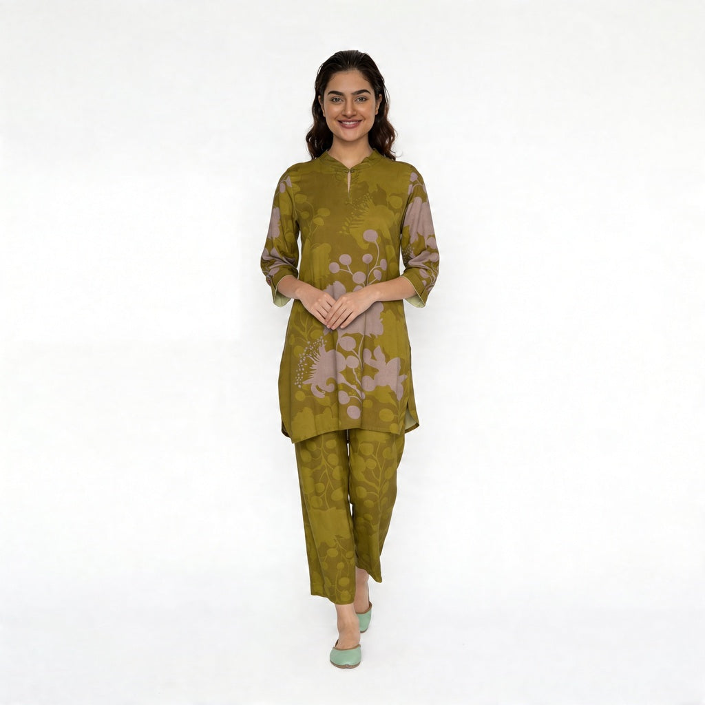 Printed Tie-Up Kurta with Pant Set