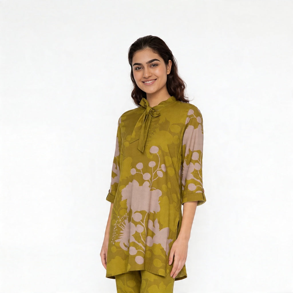 Printed Tie-Up Kurta with Pant Set